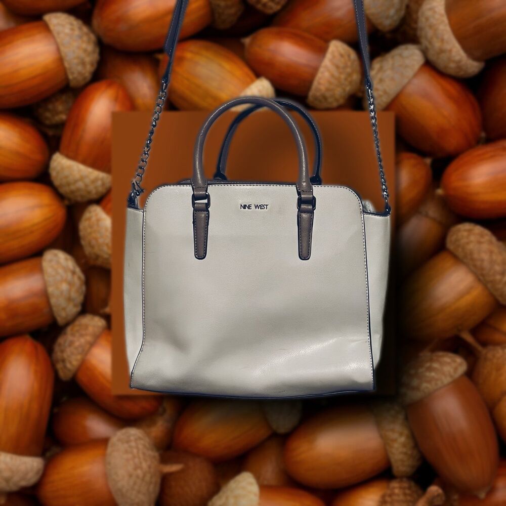 Nine West Beige & Gray Satchel Crossbody Bag